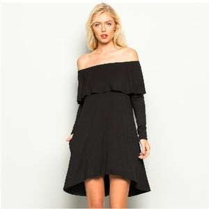 ❌SOLD❌ Off the Shoulder Dress with Pockets - Black